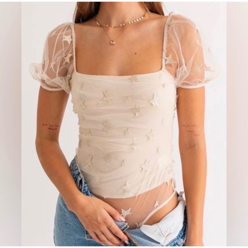 Sheer Stars Festival Bodysuit S Le Lis NWT - Picture 4 of 11